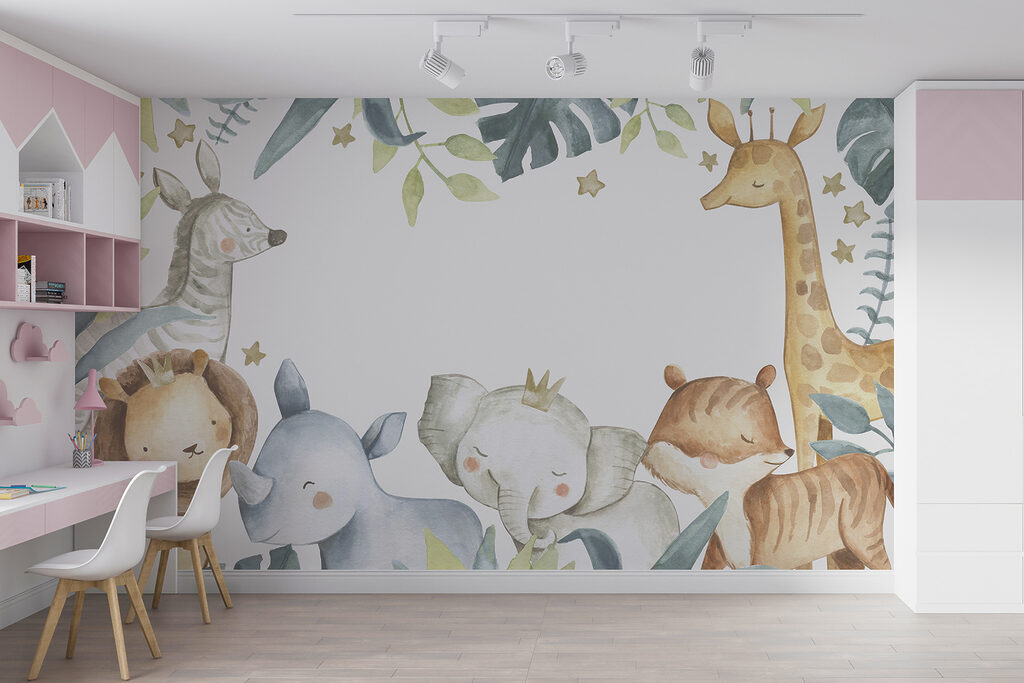 Watercolor frame of animals