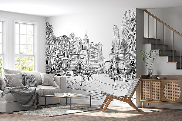 Drawing of a city street