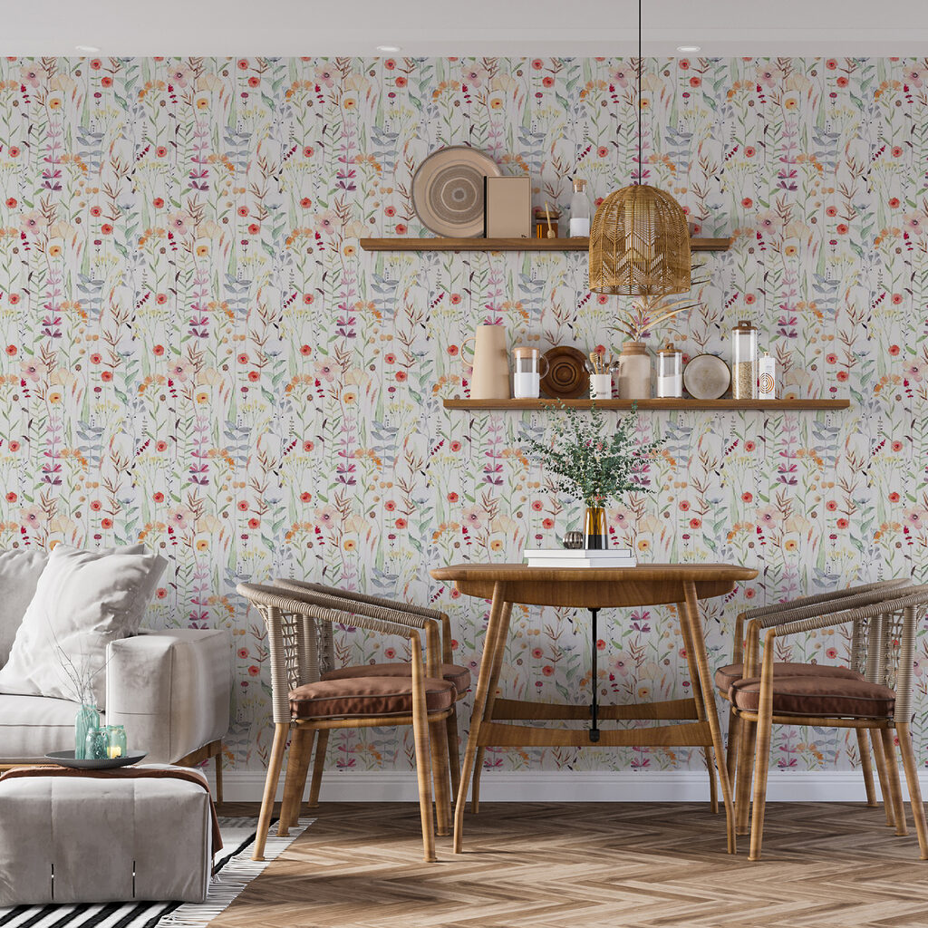 Pattern of flowers and plants