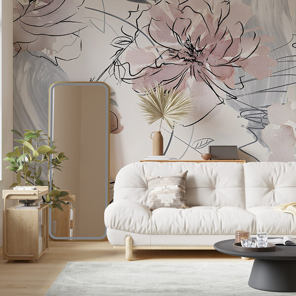 Floral μοτίβο με μαύρα και λευκά λουλούδια Floral μοτίβο με μαύρα και λευκά λουλούδια