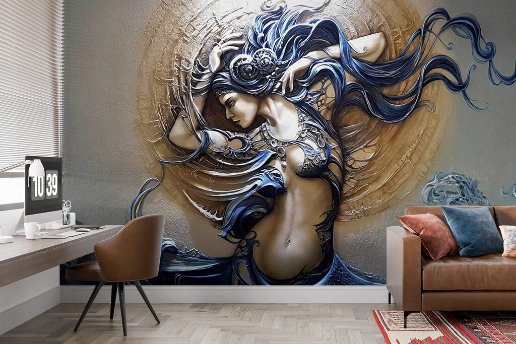 Painting of a woman with long hair Painting of a woman with long hair