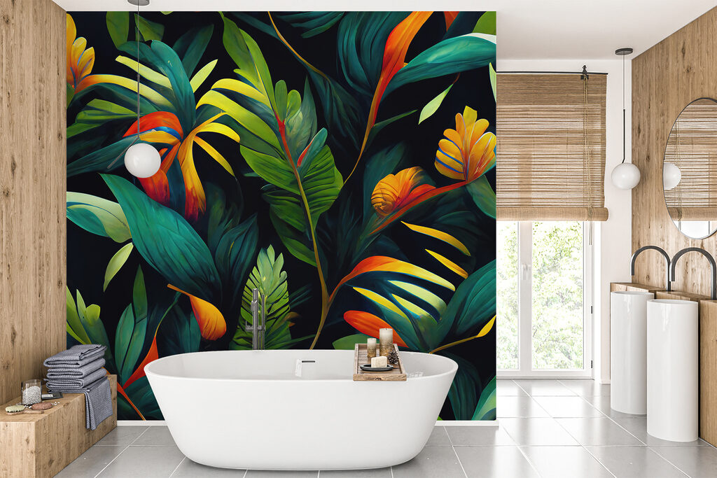 Colorful leaves on a black background