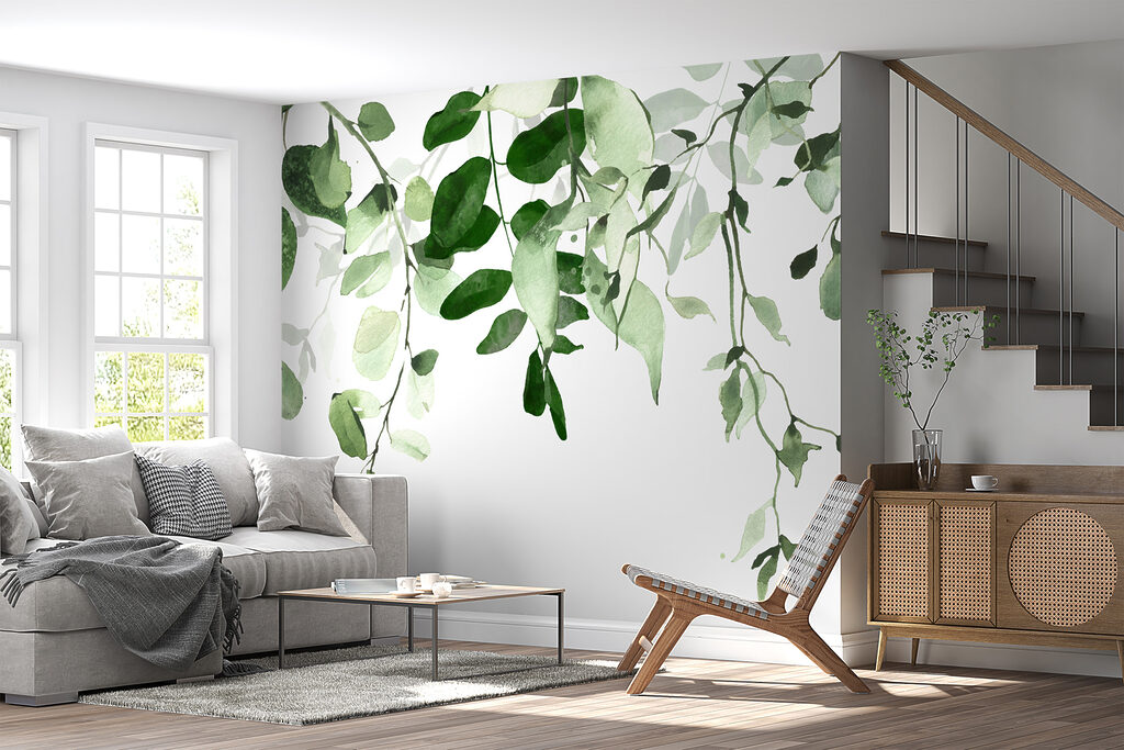 Elegant green leaves background design