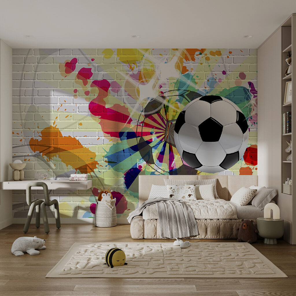 Football ball on a brick wall