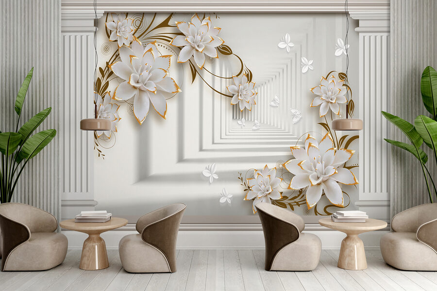 Κομψό floral πλαίσιο με butterfiles