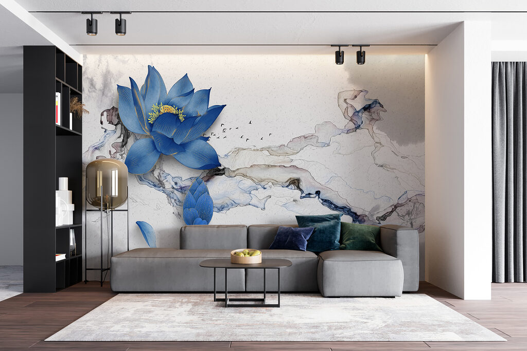 Blue flower on a marble surface