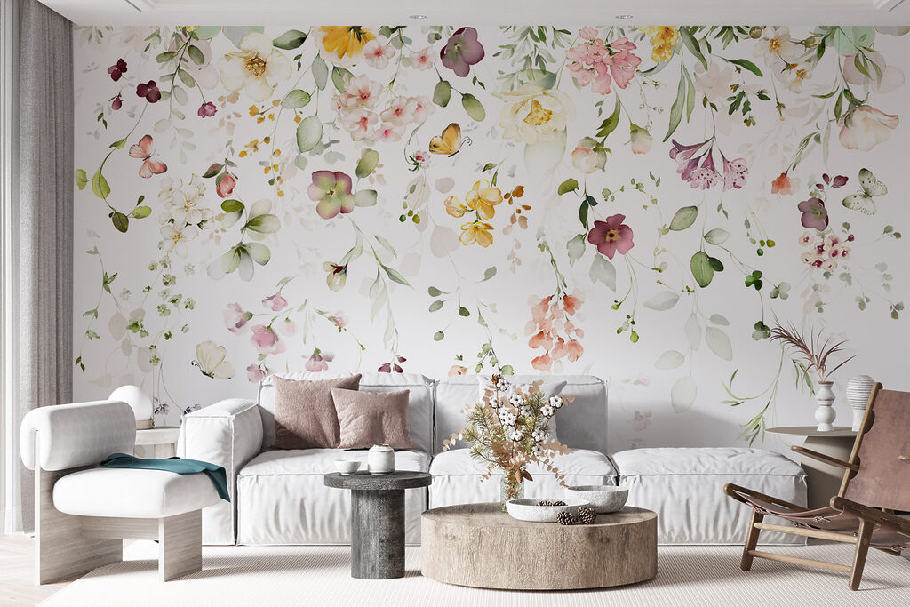 Painting of flowers and leaves