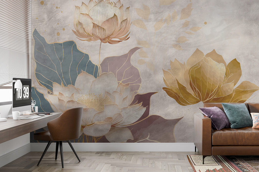 Painting of flowers and leaves