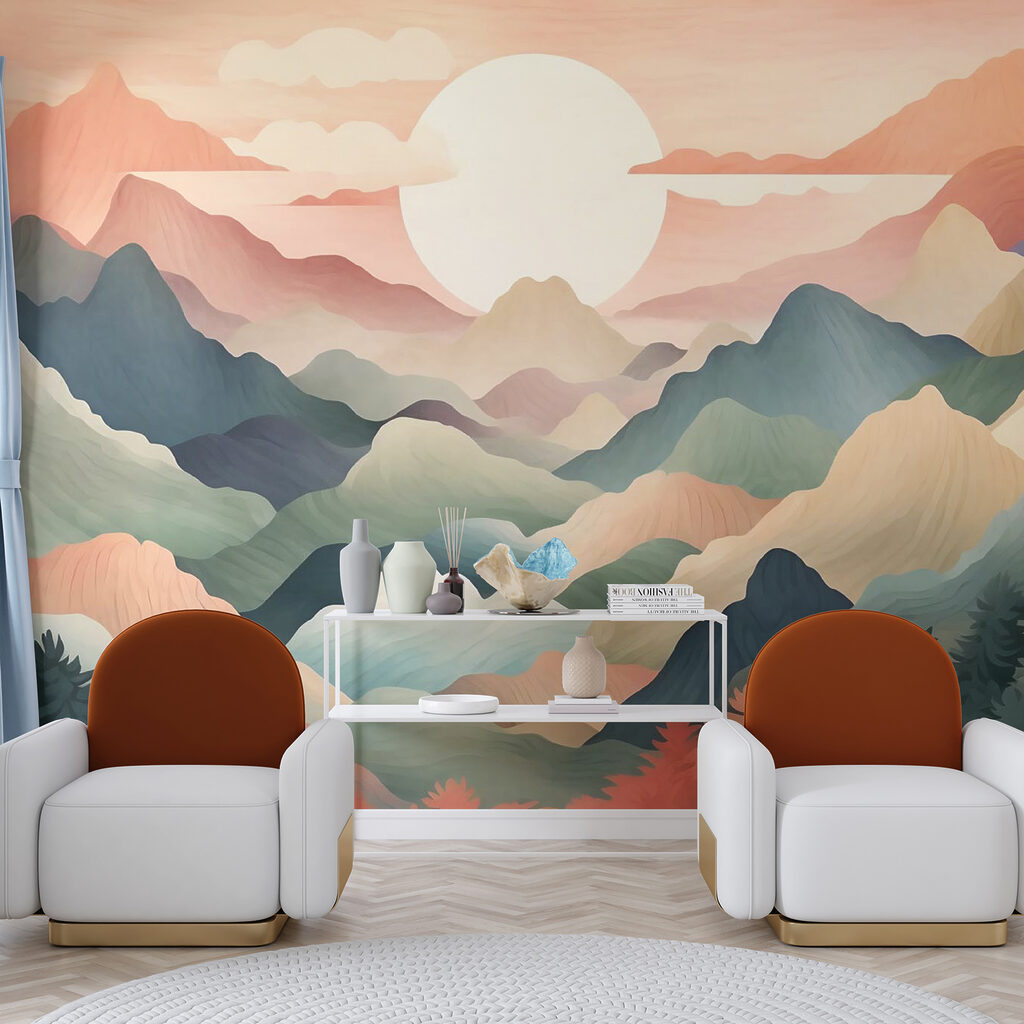 Landscape with mountains and trees Landscape with mountains and trees