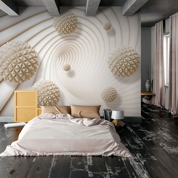 Λευκό στροβιλώδες μοτίβο με λευκές μπάλες Λευκό στροβιλώδες μοτίβο με λευκές μπάλες