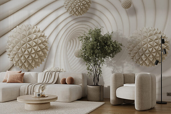 Λευκό στροβιλώδες μοτίβο με λευκές μπάλες Λευκό στροβιλώδες μοτίβο με λευκές μπάλες