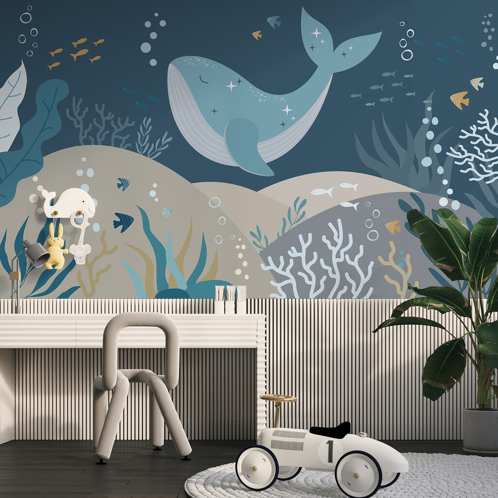 Whale swimming under water