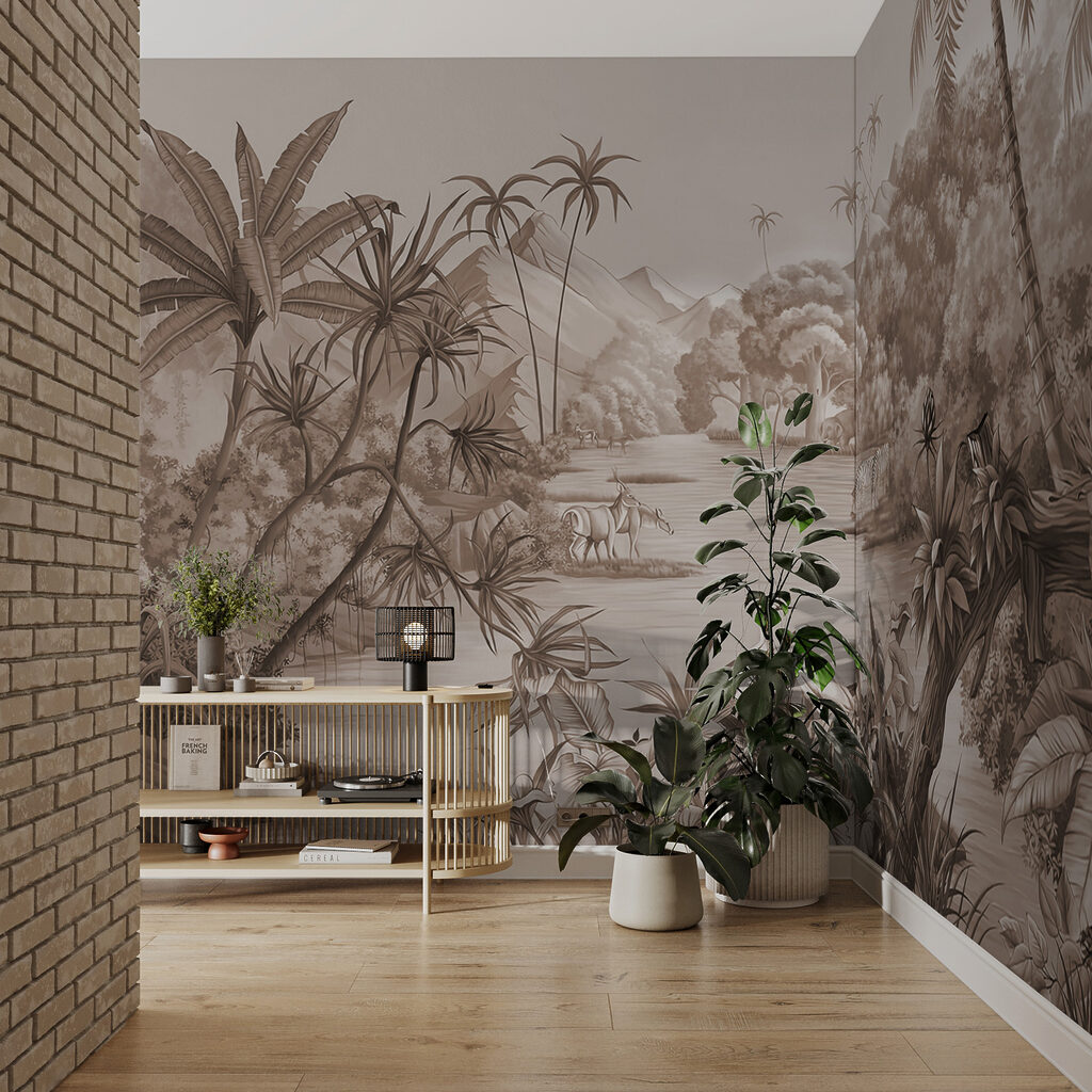 A river with zebras and mountains