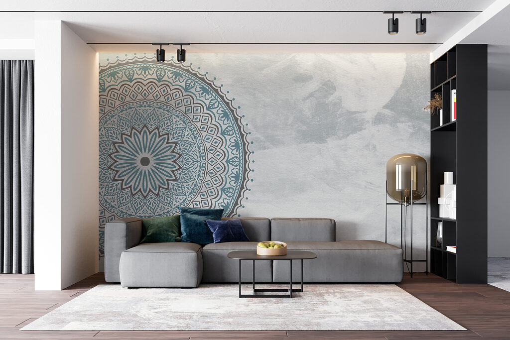 A blue and grey mandala