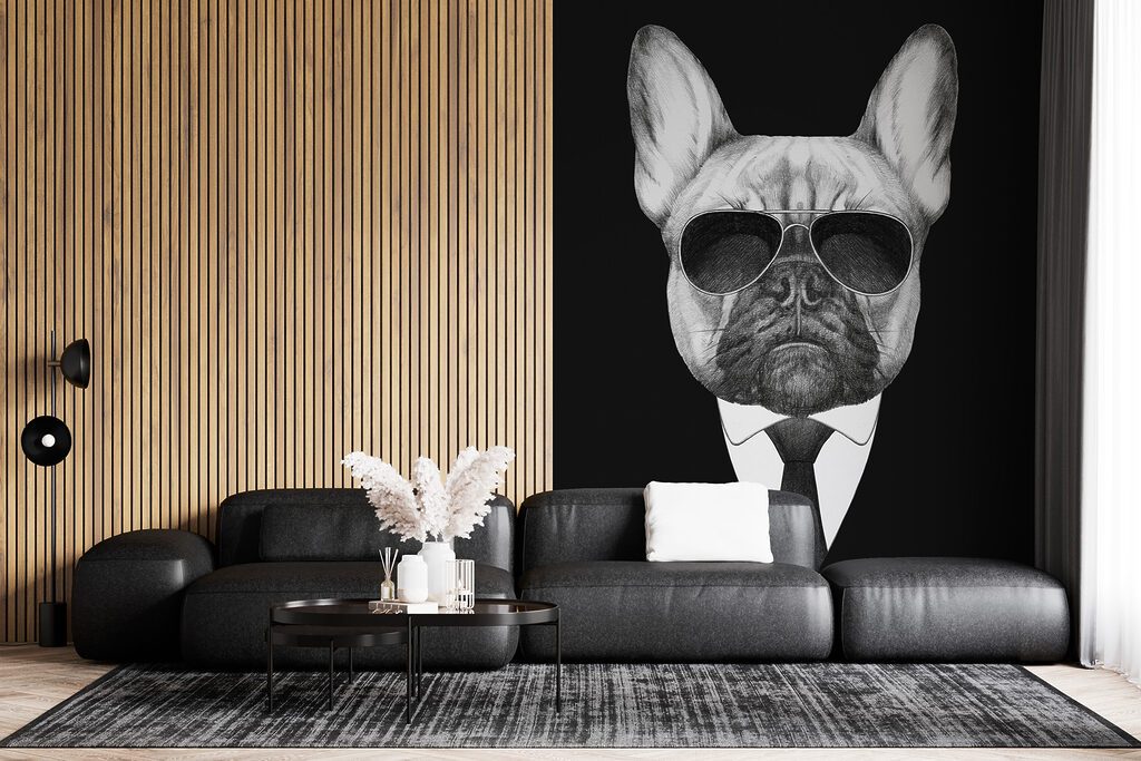 A dog wearing sunglasses and a suit A dog wearing sunglasses and a suit