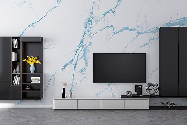 A white and blue marble