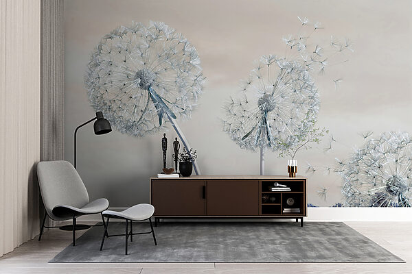 A group of dandelions with seeds