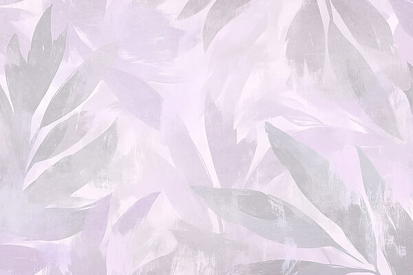 White and purple background with leaves