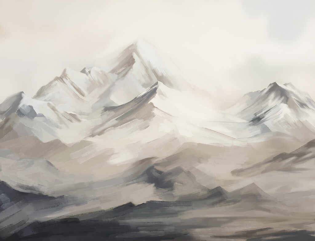 Painting of a mountain range