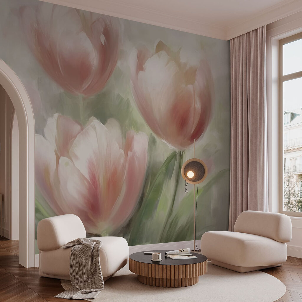 Painting of pink flowers