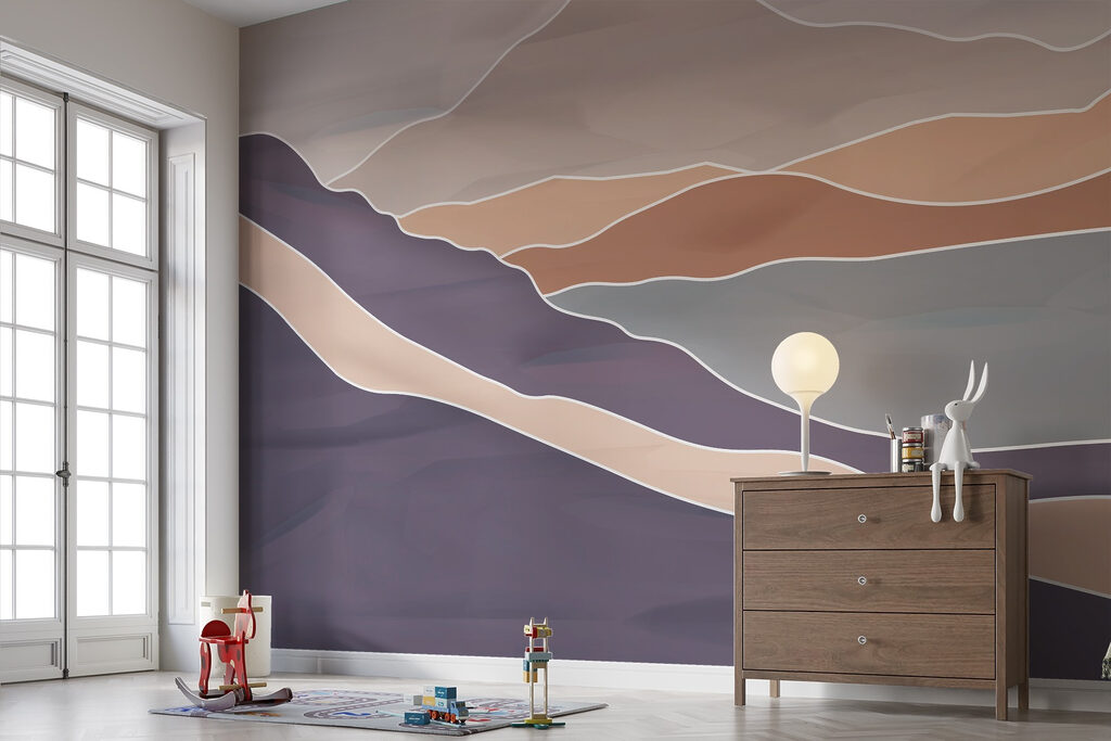 Mountain range with white lines