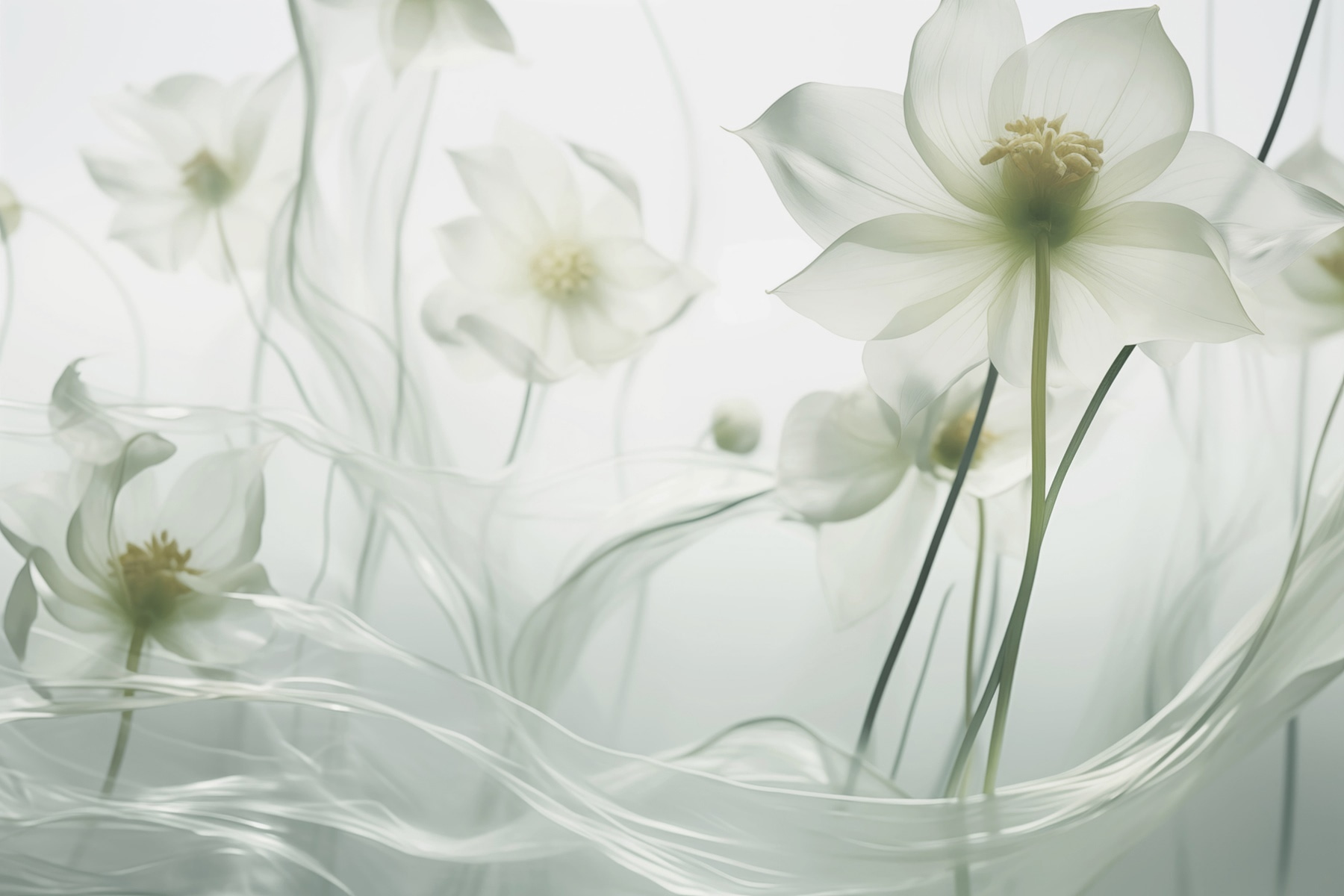 White flowers with long stems and stems