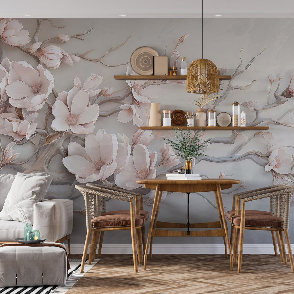 Painting of flowers on a wall