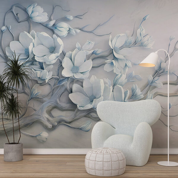 Ταπετσαρίες Ταπετσαρίες Λευκά λουλούδια σε κλαδί (Κωδικός προϊόντος: w03664v1)