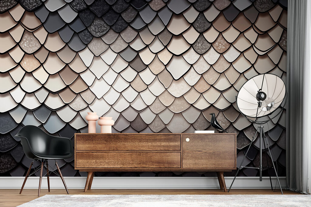 Textured scales in muted color palette