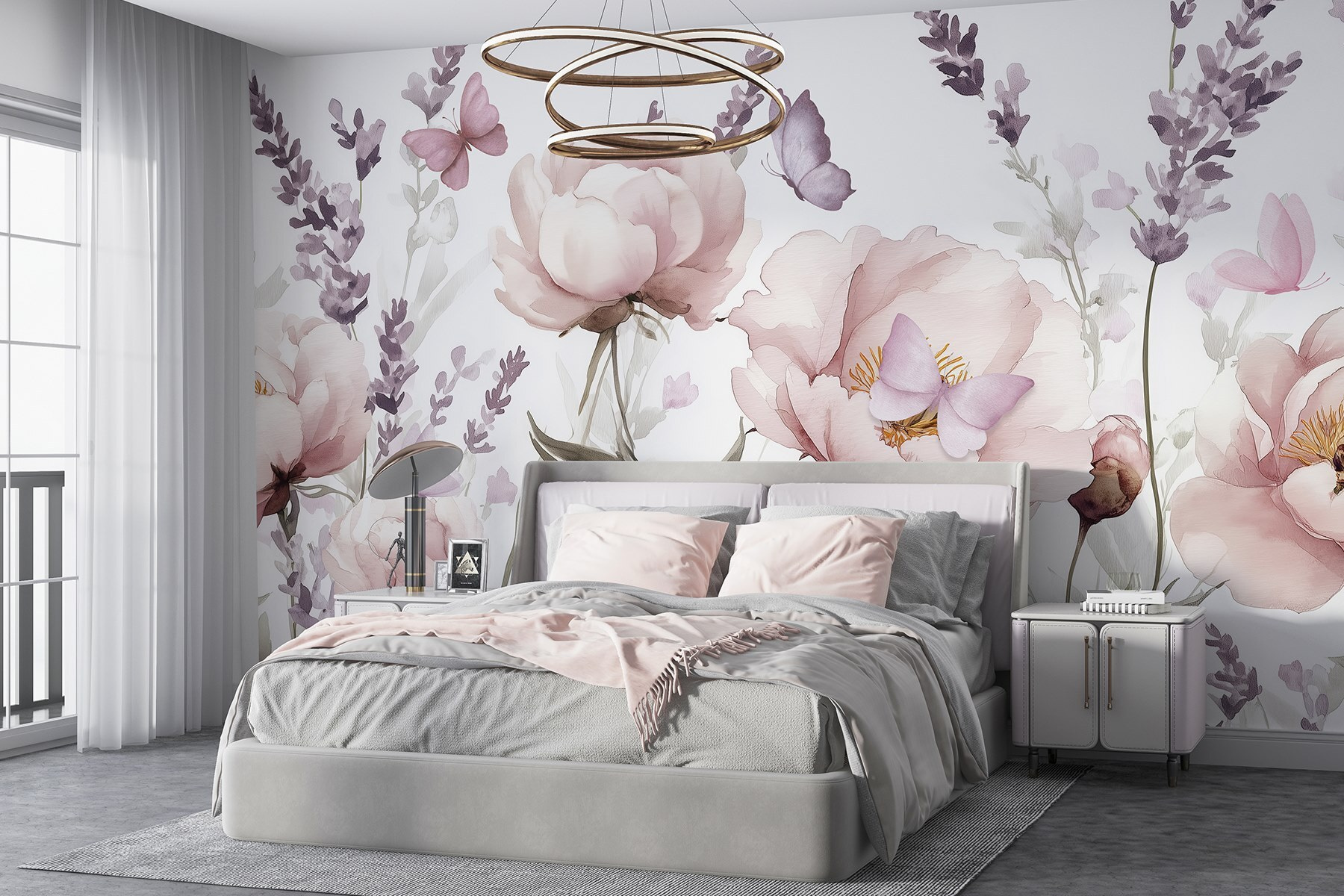 Painting of flowers and butterflies