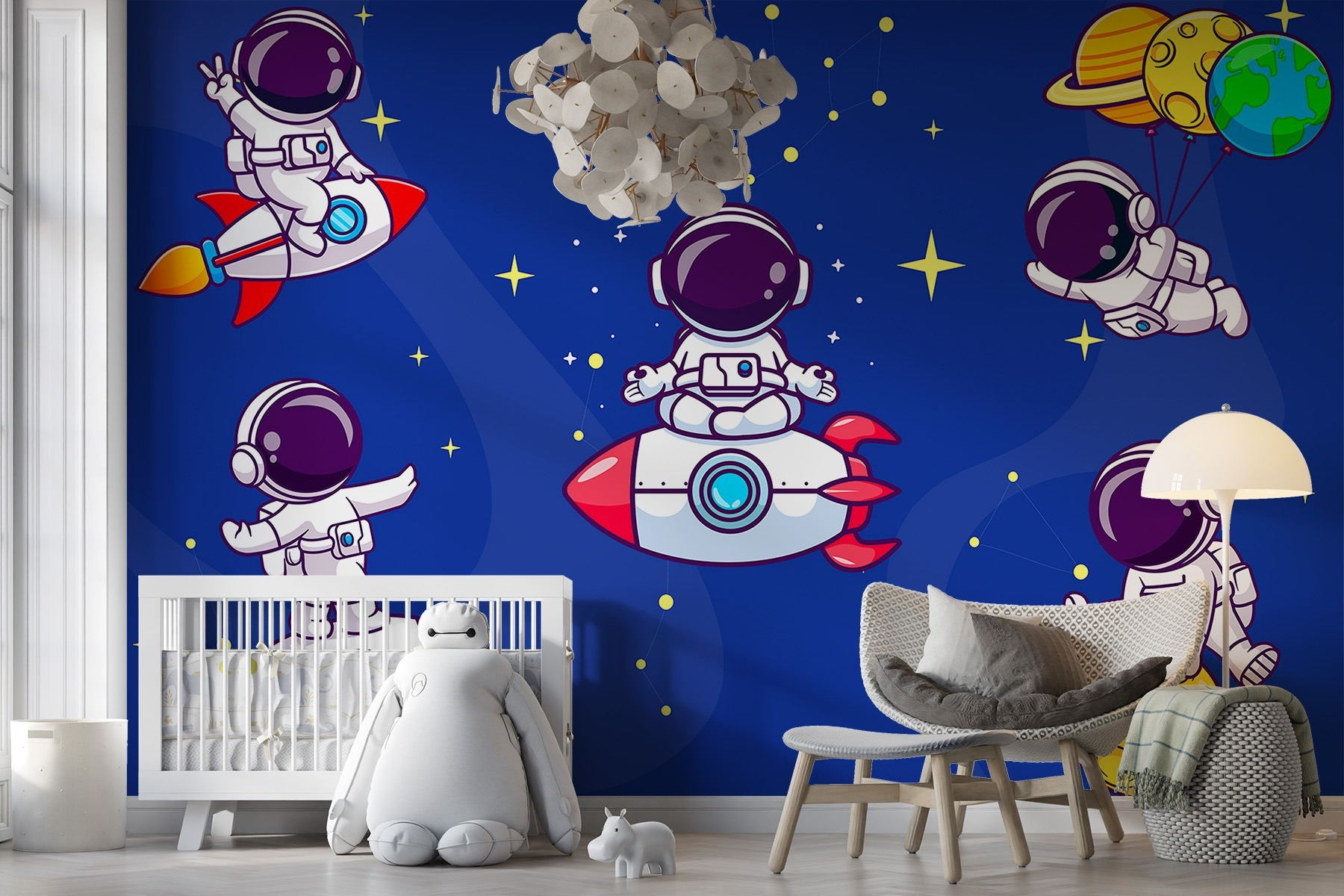 Cartoon astronaut in space