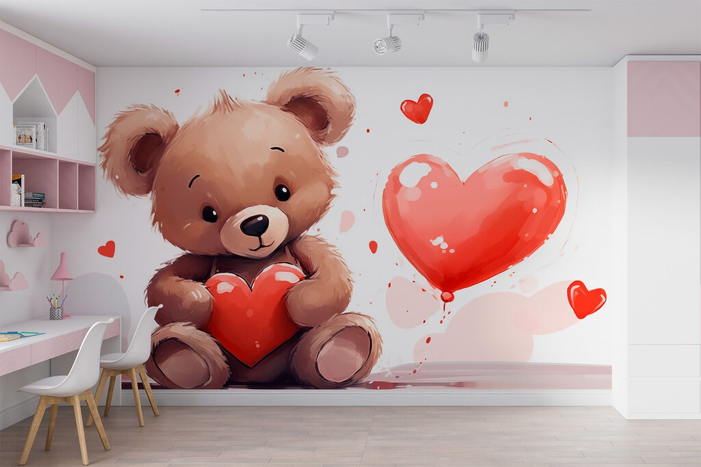 Teddy bear holding a heart