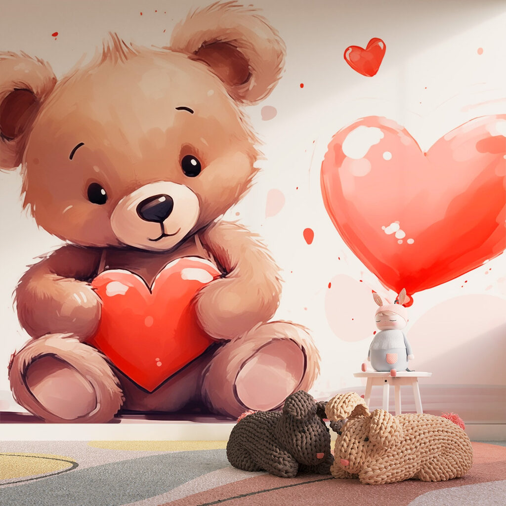 Teddy bear holding a heart