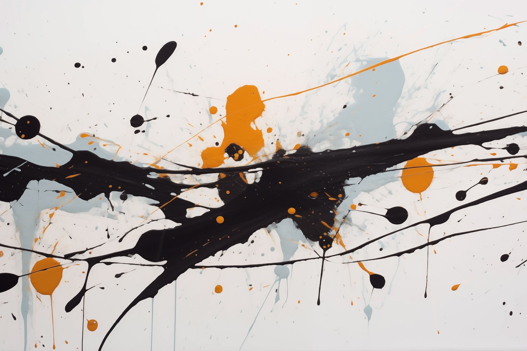 Black and orange paint splatter