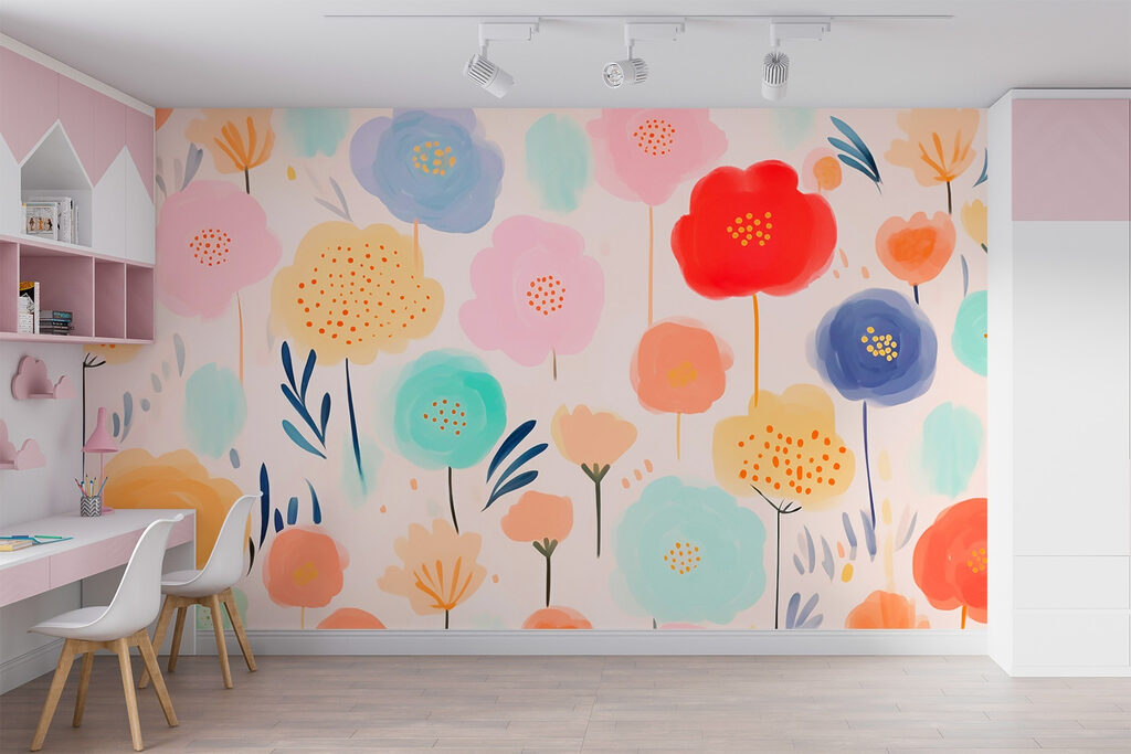 Colorful flowers on a white background