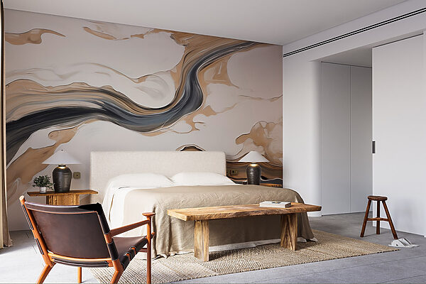 White and black swirls on a white surface