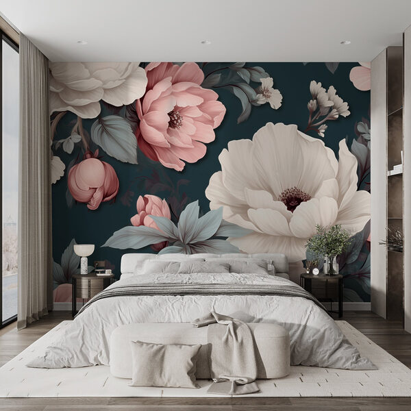 Floral μοτίβο με λευκά και ροζ λουλούδια Floral μοτίβο με λευκά και ροζ λουλούδια