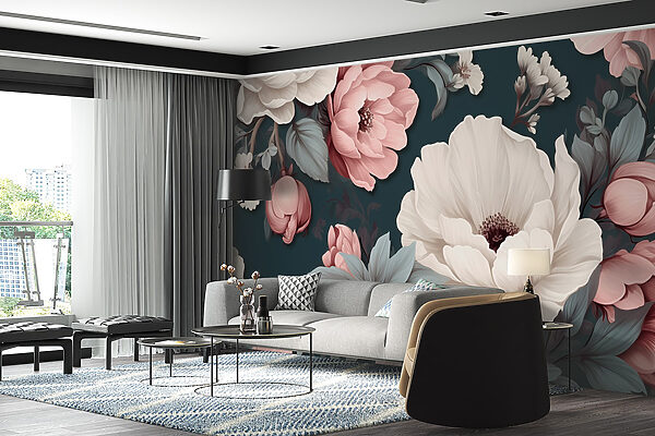 Floral μοτίβο με λευκά και ροζ λουλούδια Floral μοτίβο με λευκά και ροζ λουλούδια