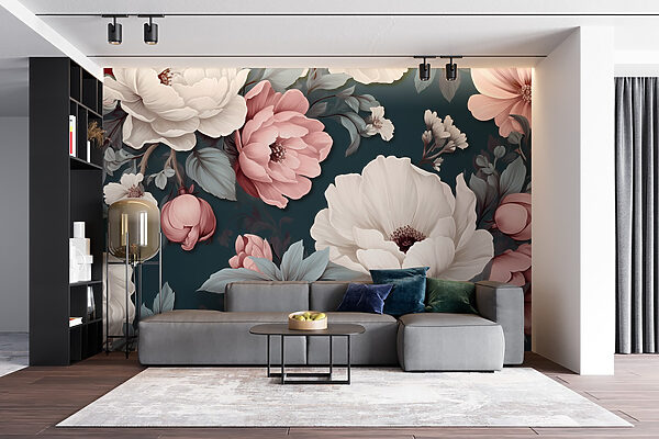 Floral μοτίβο με λευκά και ροζ λουλούδια Floral μοτίβο με λευκά και ροζ λουλούδια