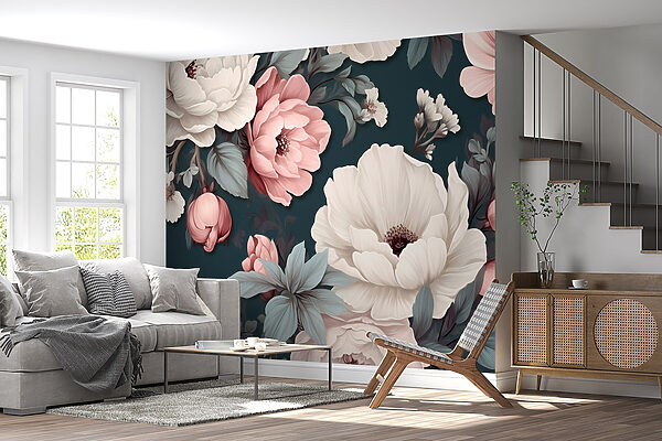 Floral μοτίβο με λευκά και ροζ λουλούδια Floral μοτίβο με λευκά και ροζ λουλούδια