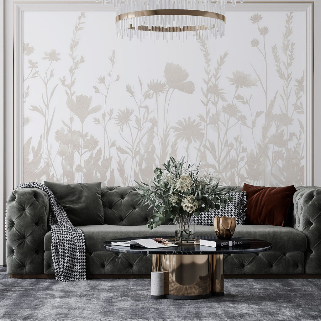 White background with flowers