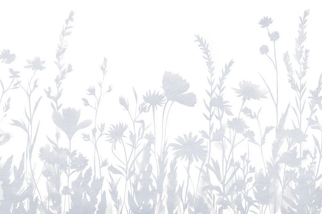 White flower silhouettes