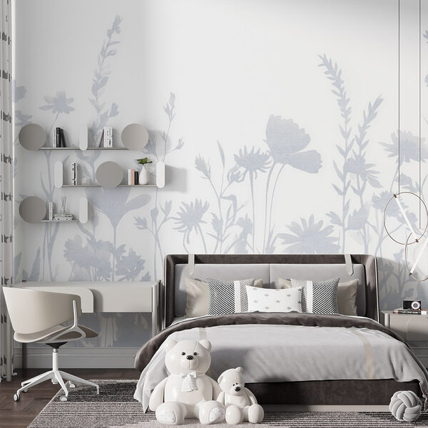 White flower silhouettes