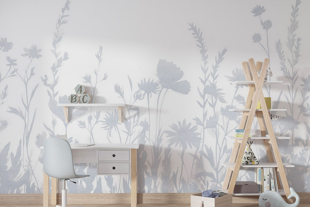 White flower silhouettes