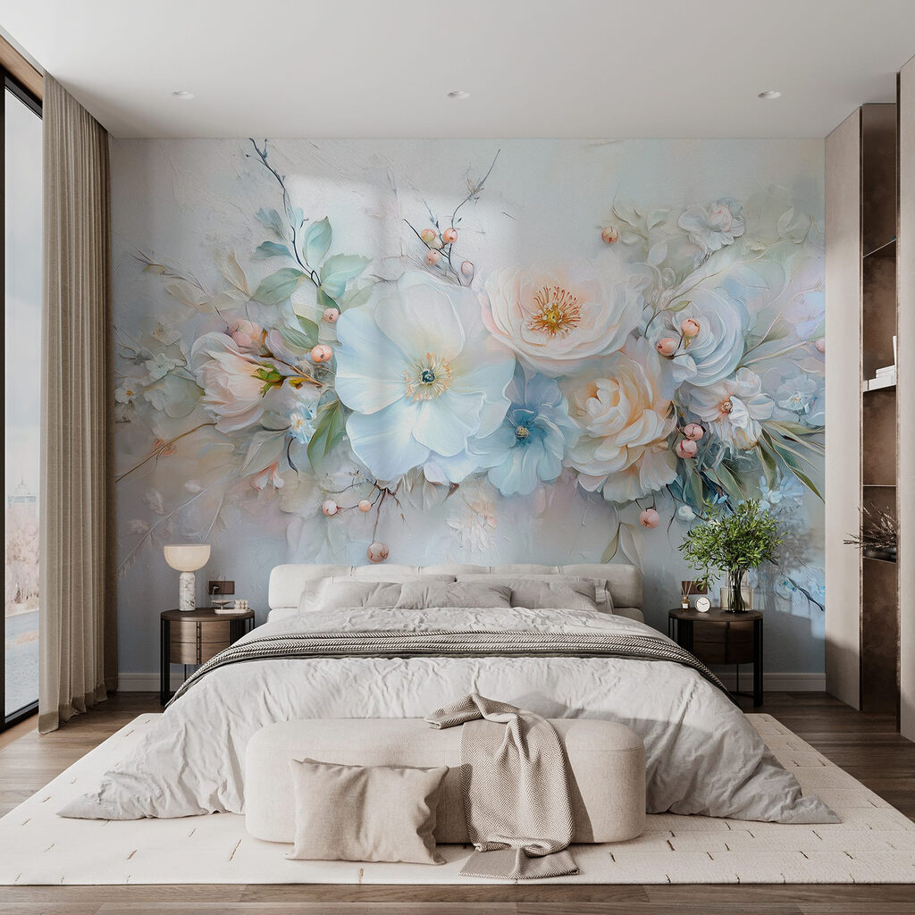 Painting of flowers and leaves