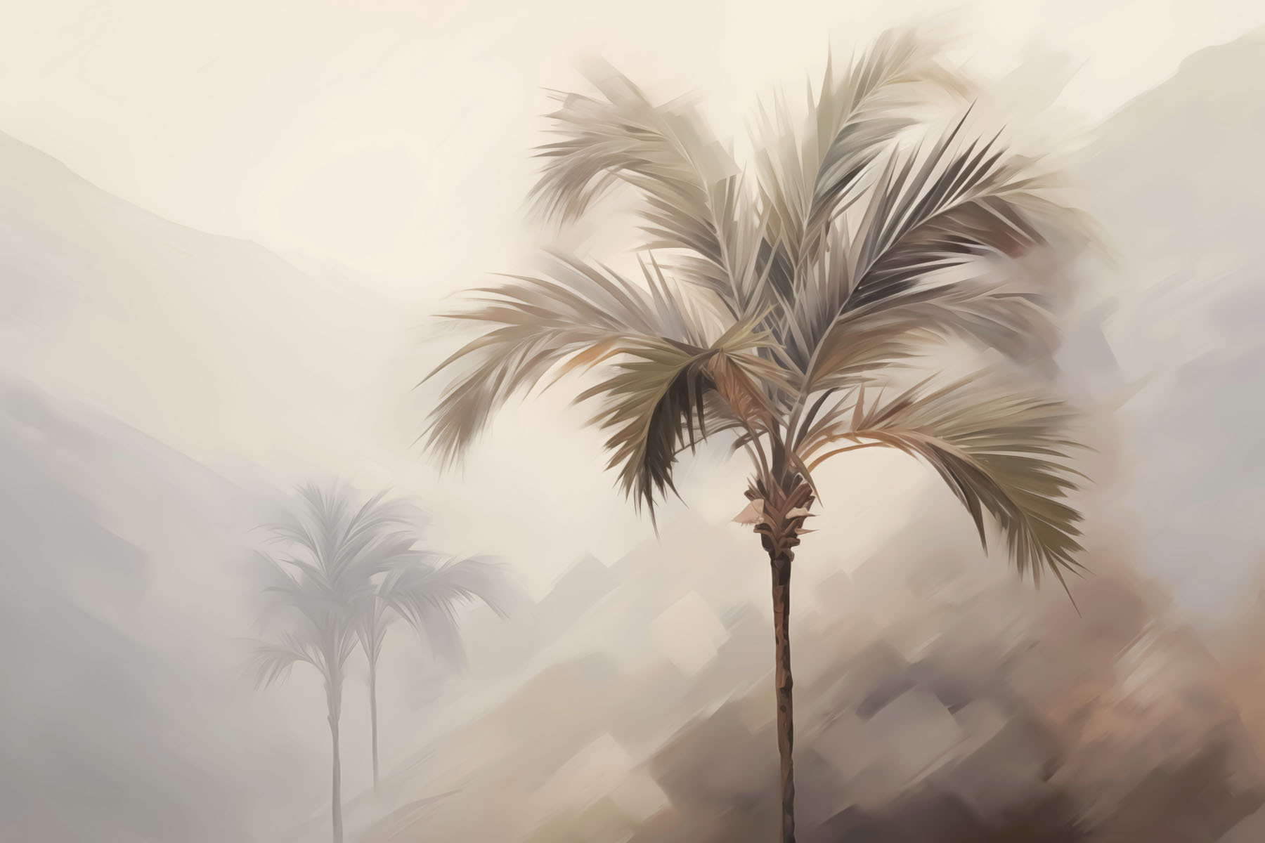 Palm trees in the fog