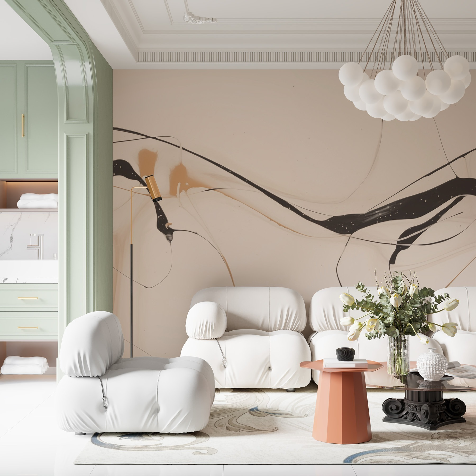 Black and tan paint on a white surface Black and tan paint on a white surface