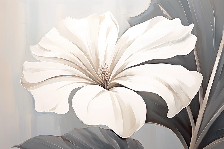 White flower on a gray background White flower on a gray background