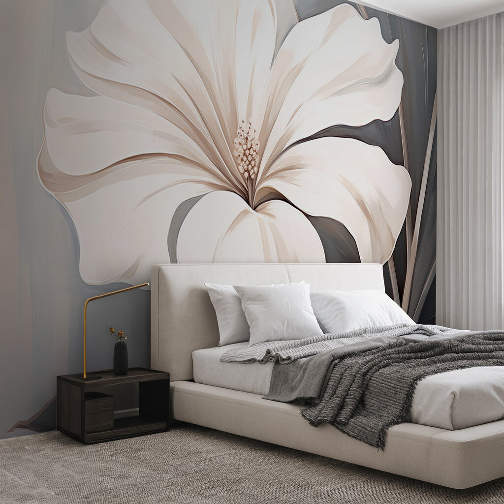 White flower on a gray background