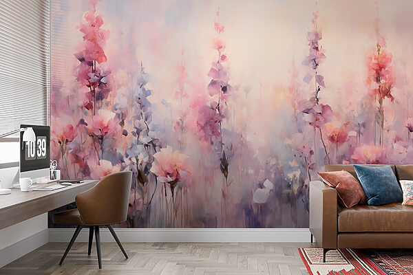 Ταπετσαρίες Ζωγραφική των λουλουδιών σε ένα χωράφι